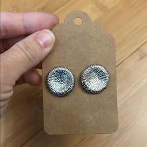 Silver Textured Round Earrings